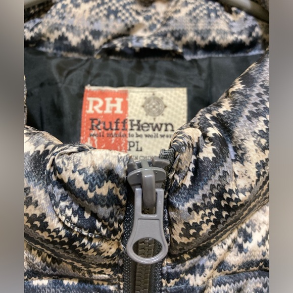 Ruff Hewn‎ Puffer Vest Women Petite Large Gray Fair Isle Print Full Zip Hiking - Picture 3 of 8